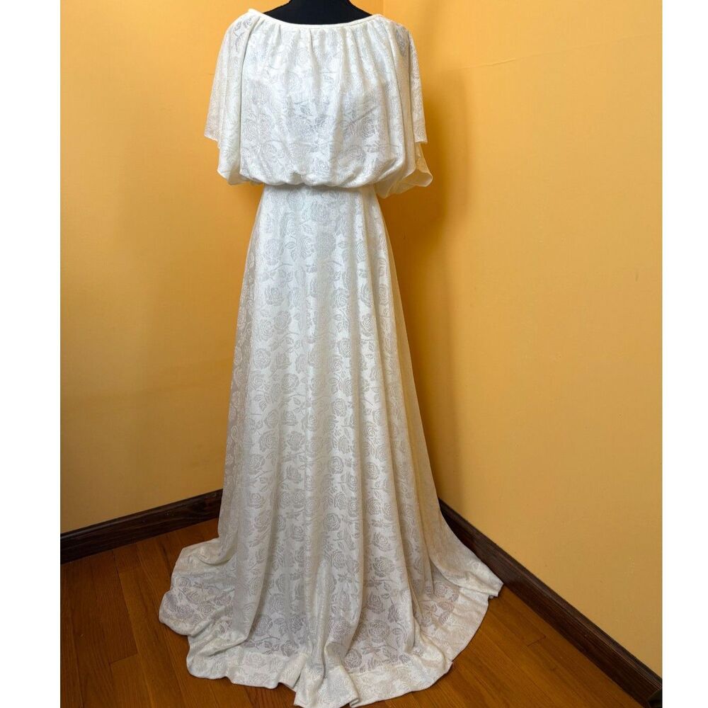 Vintage 1970s Handmade Ivory Lace Wedding Dress Capelet Boho Prairie Gown